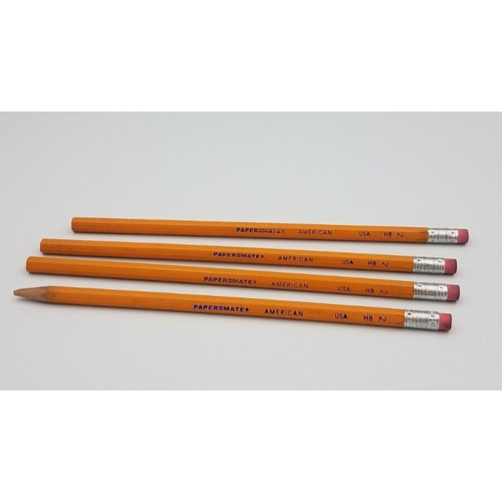 Lot of 4 Paper Mate American Wood‎ Pencils HB #2 USA Made NOS 1 sharpened 3 not